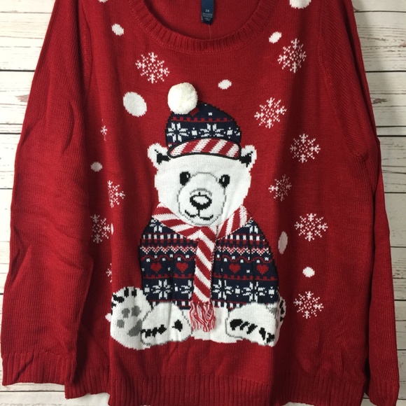 Karen Scott Red Amore Holiday Polar Bear Sweater - Picture 2 of 5